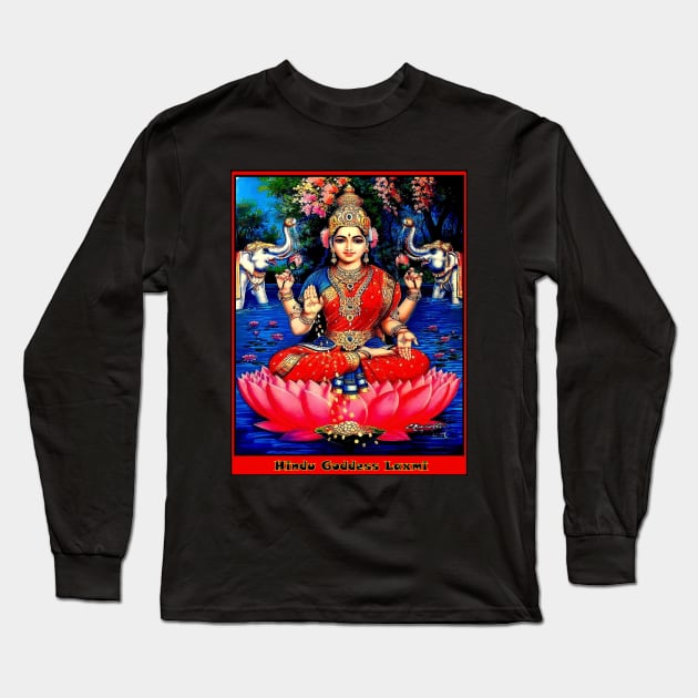 Hindu Goddess of Wealth Laxmi Print Long Sleeve T-Shirt by posterbobs